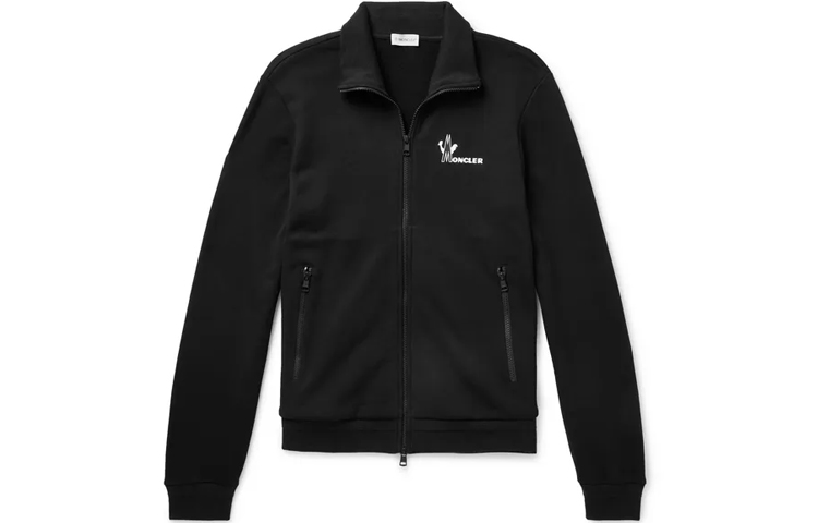 Moncler Maglia Slim Fit Jacket with Front Logo Zipper - Black E209184286008098U999