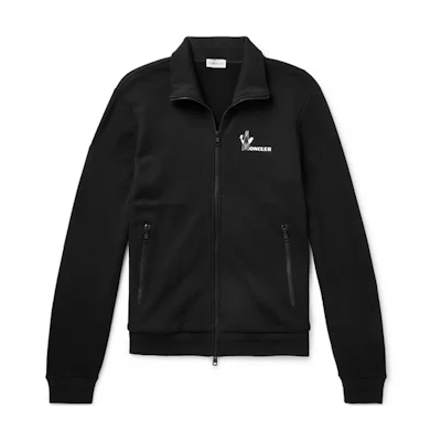 Moncler Maglia Slim Fit Jacket with Front Logo Zipper - Black E209184286008098U999