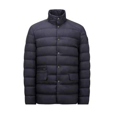 Moncler Malinvern Short Navy Blue Down Jacket with Hidden Hood Unisex. J20911A00108549SK779