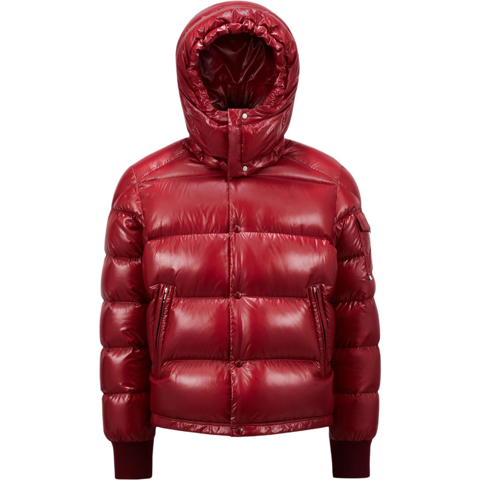 Moncler Maljasset FW24 Short Down Jacket Unisex Red Detachable Hood Puffer Coat J20911A000065963V438