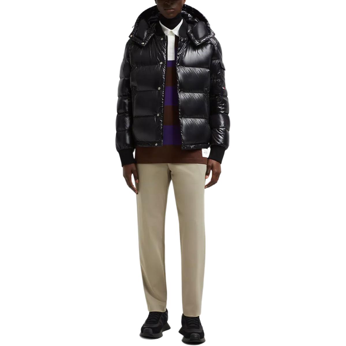 Moncler Maljasset FW24 Unisex Wool Hooded Short Down Coat Black. J20911A000065963V999 圖 4