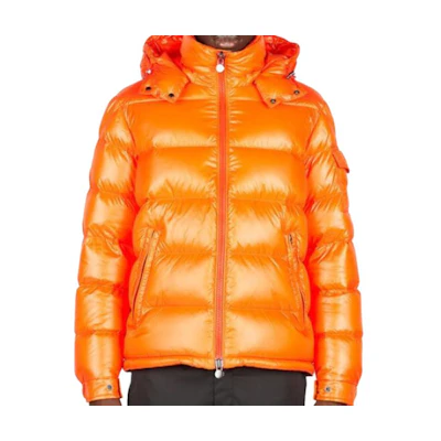 Moncler Maya Bright Orange Down Jacket with Hood and Zipper. I20911A5360068950326