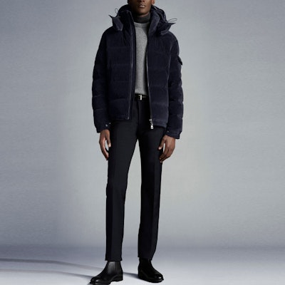 Moncler Maya Corduroy Velvet Puffer Jacket Winter Navy Blue Short Length G20911A00167595HA778 Lookbook Moncler Maya Corduroy Velvet Puffer Jacket Winter Navy Blue Short Length G20911A00167595HA778