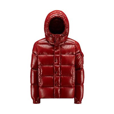 Moncler Maya FW22 Red Hooded Down Jacket Unisex Winter Warm Embroidered Design. H20911A002565969T469