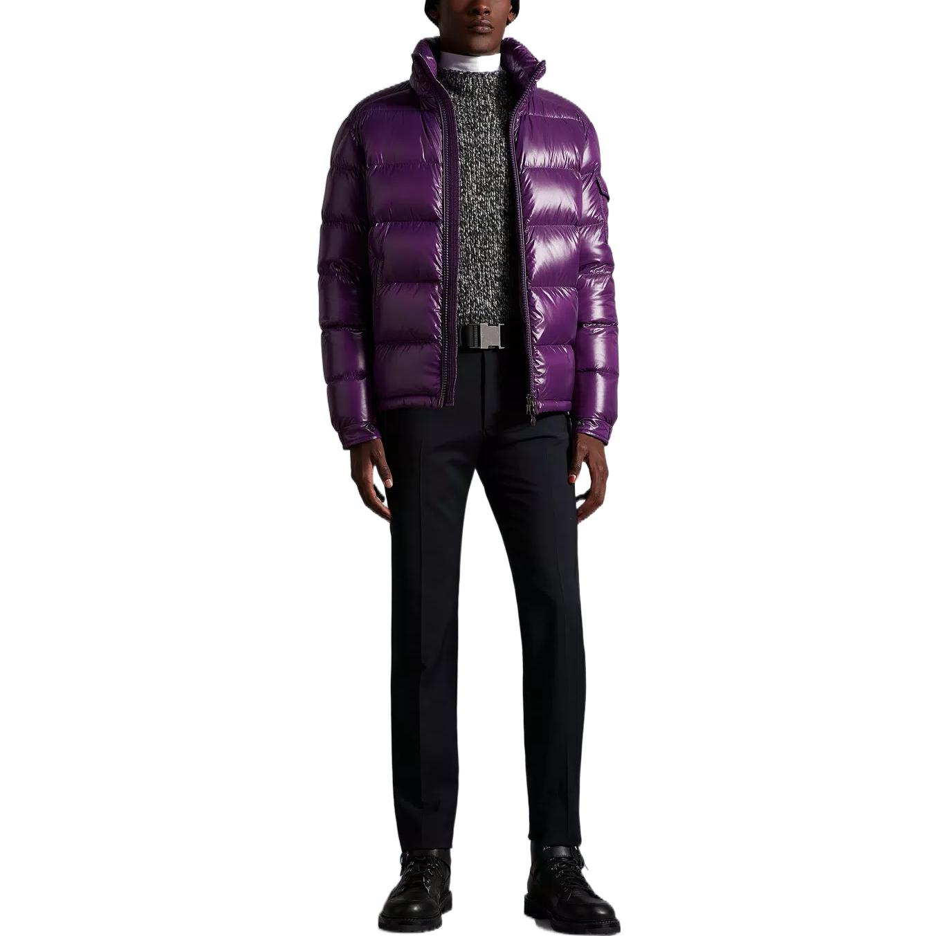 Lookbook Moncler Maya Glossy Waterproof Hooded Down Jacket Grape Purple Unisex Winterwear. H20911A536006895061C