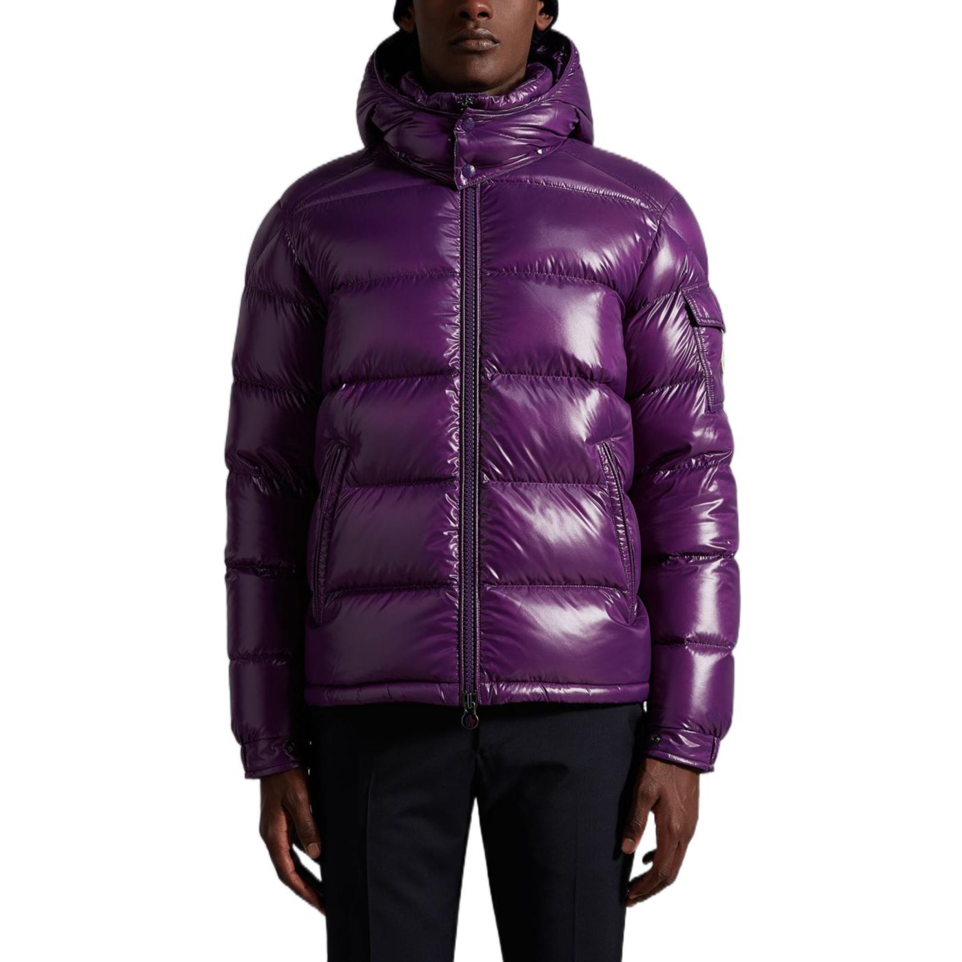Purchase Moncler Maya Glossy Waterproof Hooded Down Jacket Grape Purple Unisex Winterwear. H20911A536006895061C