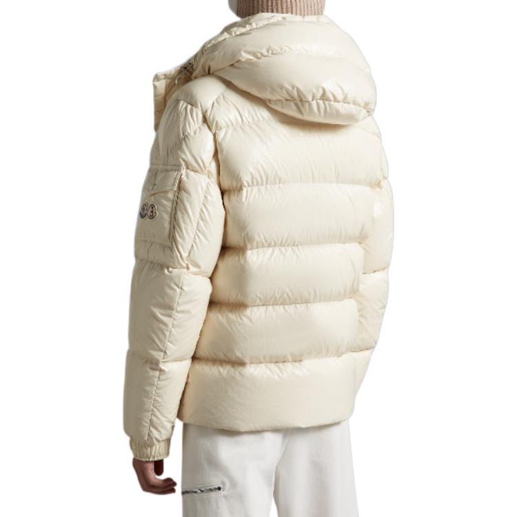Shop Moncler Maya 象牙白 男女羽絨外套 冬季滑雪鵝絨連帽外套 H20911A002565969T070