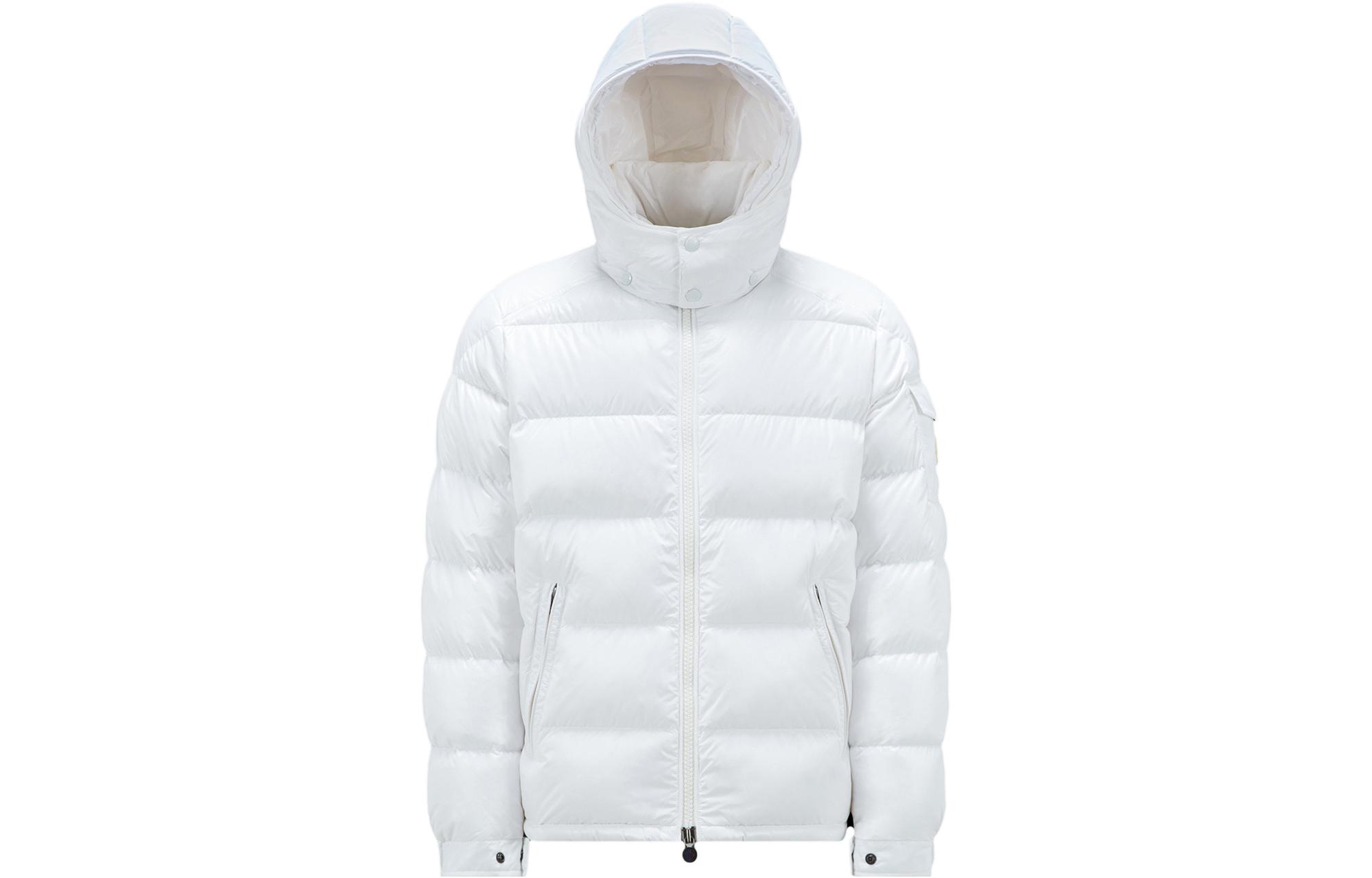 Order Moncler Maya Unisex White Hooded Long Sleeve Down Jacket I20911A5360068950032