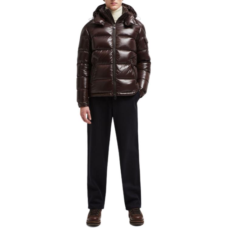 Purchase Moncler Maya Waterproof Glossy Down Jacket High Collar Unisex - Dark Brown. J20911A5360068950243