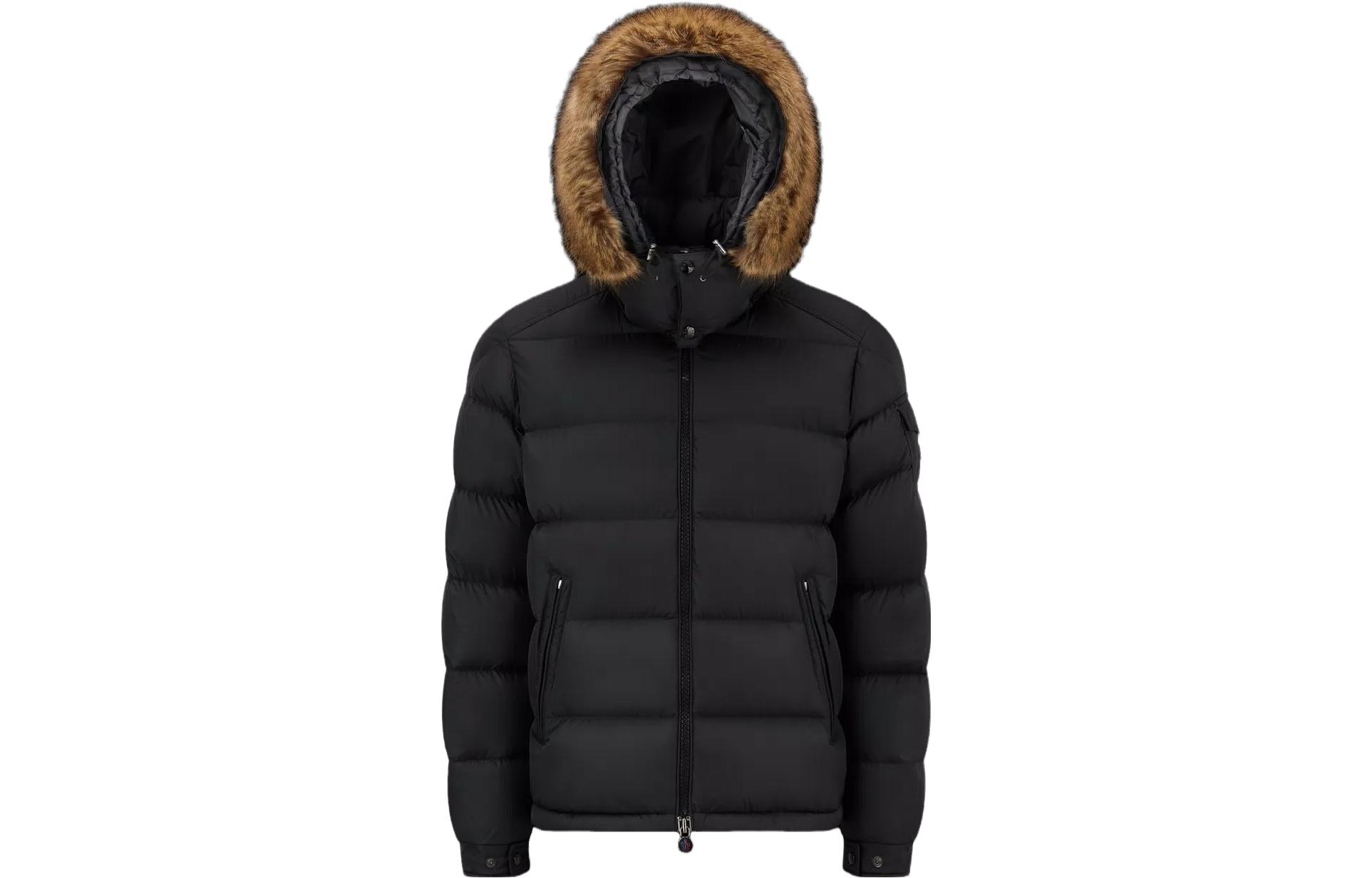 Moncler Mayaf Short Down Jacket Unisex Black Hooded Fitted Long Sleeve Coat. I20911A001985968E999