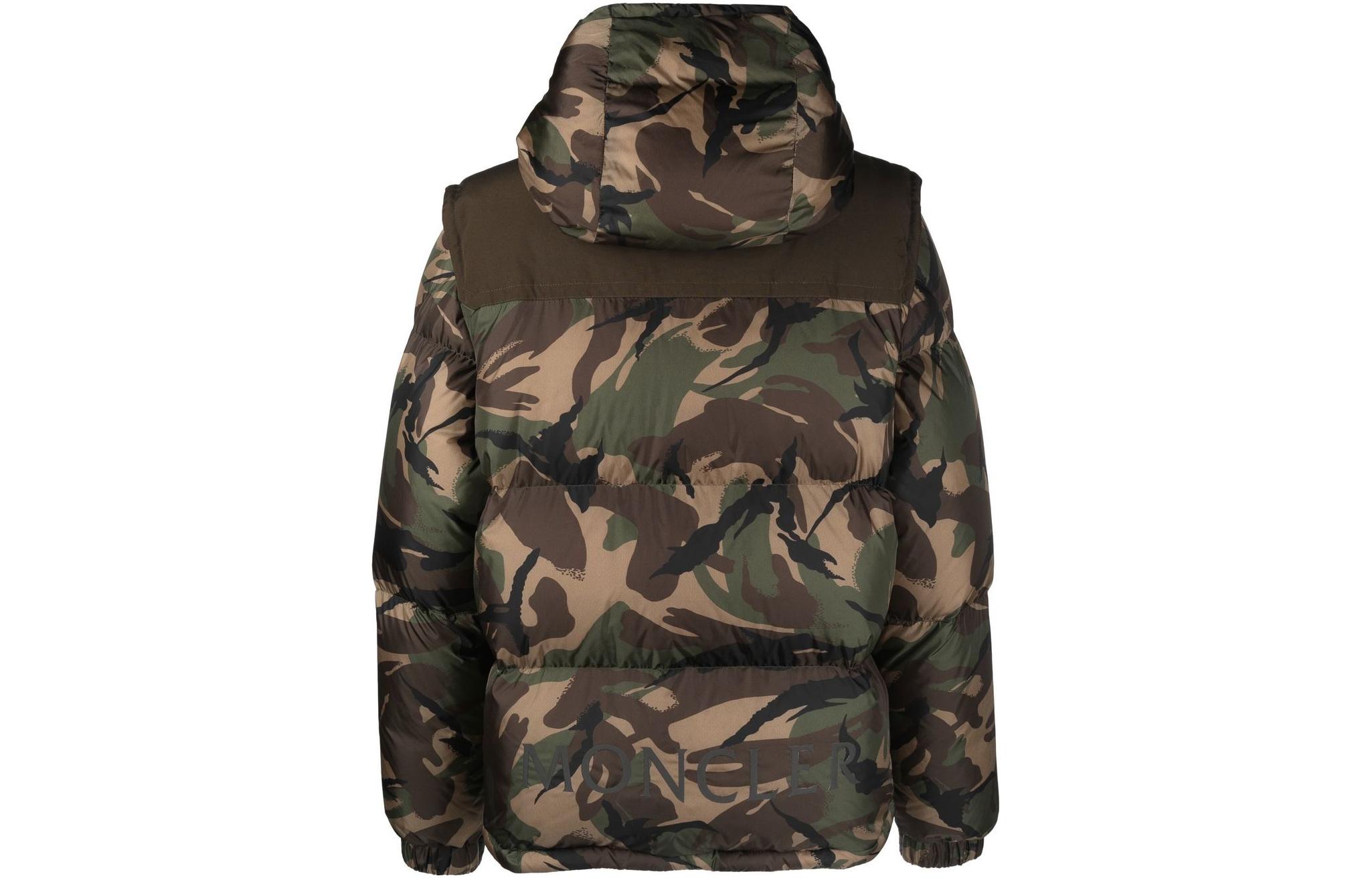 Lookbook Moncler MEAKAN FW22 Camo Print Hooded Down Jacket Unisex - Army Green. 1A00223596C7F81