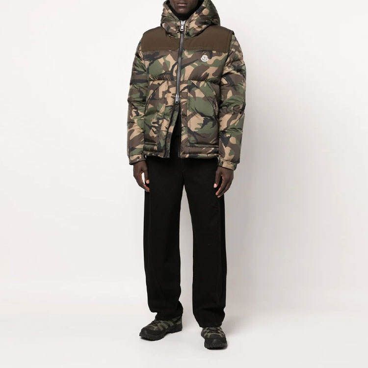 Shop Moncler MEAKAN FW22 Camo Print Hooded Down Jacket Unisex - Army Green. 1A00223596C7F81