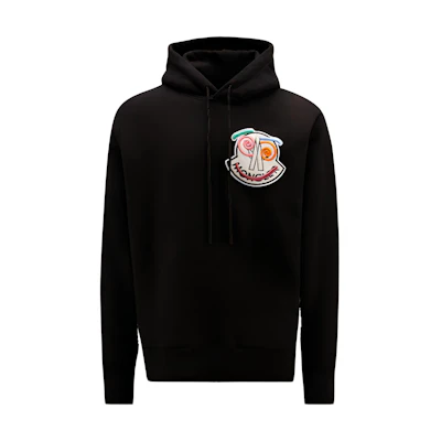 Moncler Mens Logo Embroidered Hoodie Black H20928G00006809KX999