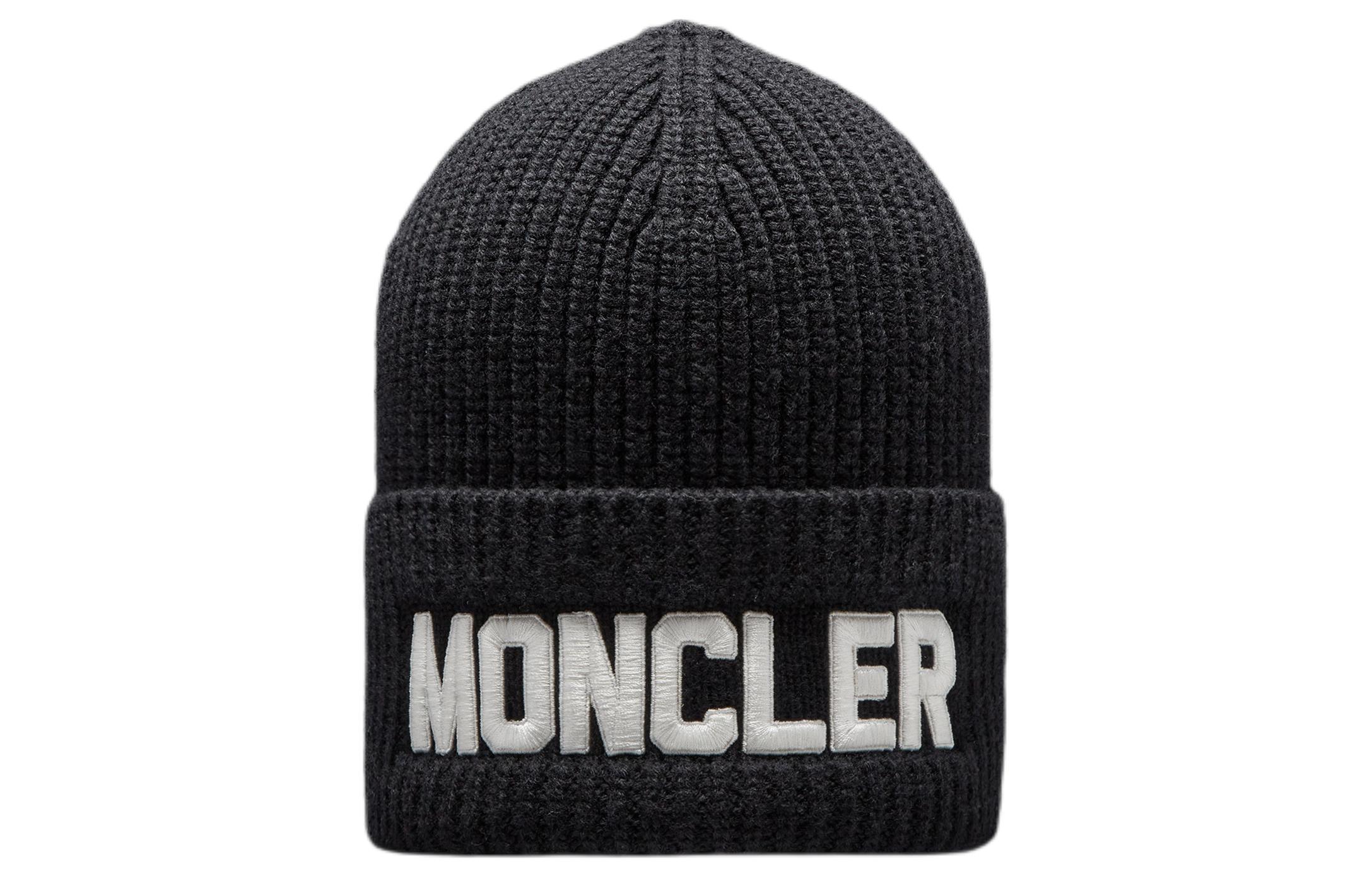 Moncler Merino Wool Blend Knit Beanie Unisex Black. I20933B00049M1131999