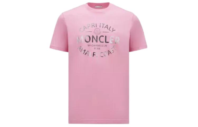 Moncler Metallic Logo Pink Crewneck T-Shirt for Men. J10918C0004089AJS52E 圖 2