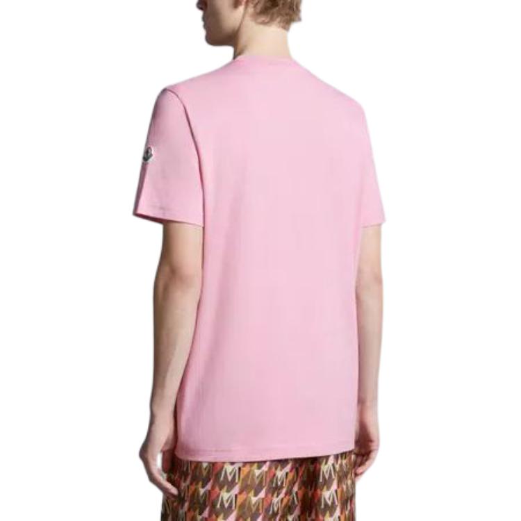 Moncler Metallic Logo Pink Crewneck T-Shirt for Men. J10918C0004089AJS52E 圖 5