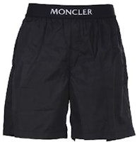 Moncler Mid-Rise Elastic Waist Logo Print Shorts Black 2C00010-53326-999 Moncler Mid-Rise Elastic Waist Logo Print Shorts Black 2C00010-53326-999