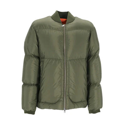 Moncler Military Green Down Jacket with Stand Collar and Long Sleeves 1A0015953A5E-817