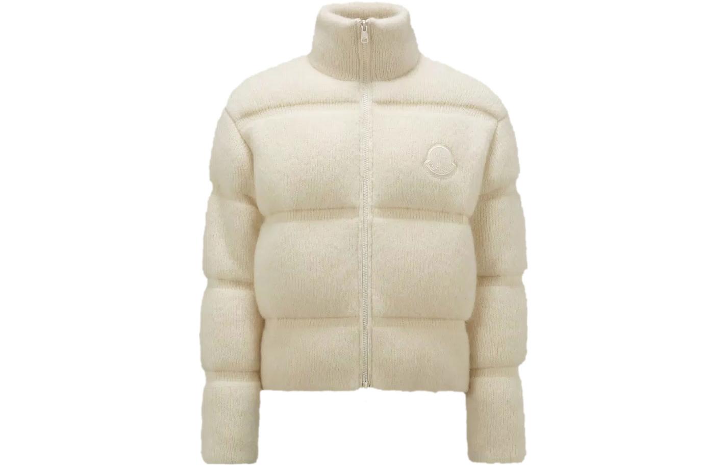 Moncler Mohair & Wool Zip-Up Cardigan Down Jacket White () I20919B00009M3149034