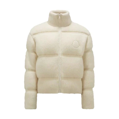 Moncler Mohair & Wool Zip-Up Cardigan Down Jacket White () I20919B00009M3149034