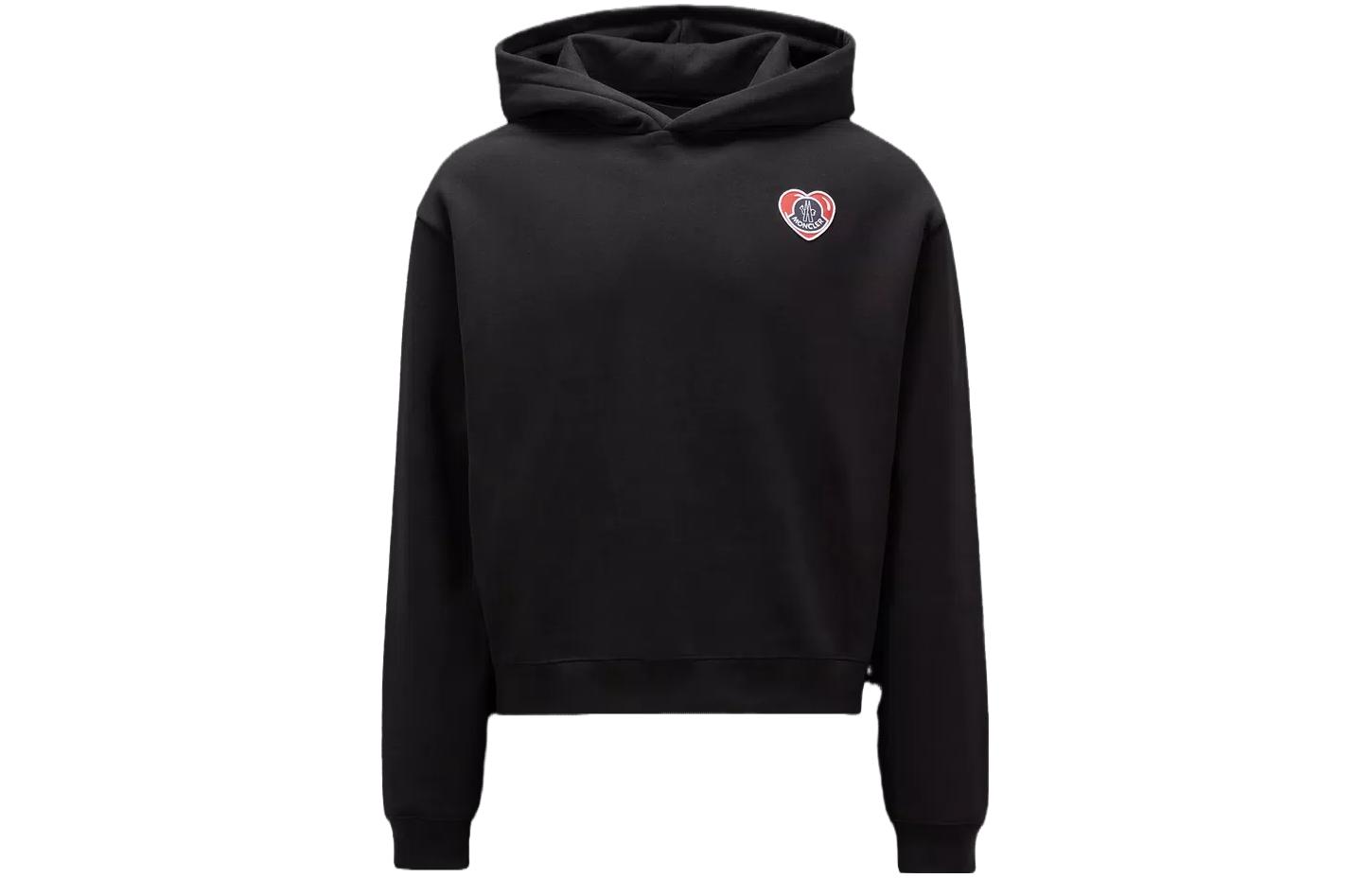 Moncler Moncoeur Motif Black Hoodie  Heart Logo Casual Pullover. I20918G00044809KX999