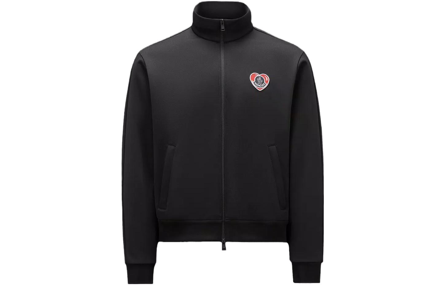 Moncler Moncoeur Motif Zip-Up Sweatshirt  Black Jacket with Letter Print. I20918G00065899A1999