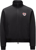 Moncler Moncoeur Motif Zip-Up Sweatshirt Black Jacket with Letter Print. I20918G00065899A1999 Moncler Moncoeur Motif Zip-Up Sweatshirt Black Jacket with Letter Print. I20918G00065899A1999