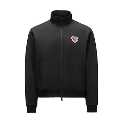 Moncler Moncoeur Motif Zip-Up Sweatshirt Black Jacket with Letter Print. I20918G00065899A1999