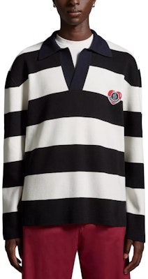 Polo de Punto Ajustado de Manga Larga a Rayas Moncler Moncoeur Blanco. I20919A00001M1113P90 Lookbook Polo de Punto Ajustado de Manga Larga a Rayas Moncler Moncoeur Blanco. I20919A00001M1113P90