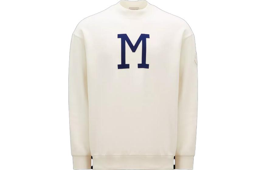 Moncler Monogram Crewneck Sweatshirt White  Long Sleeve Pullover. I20918G0007089A9Y034