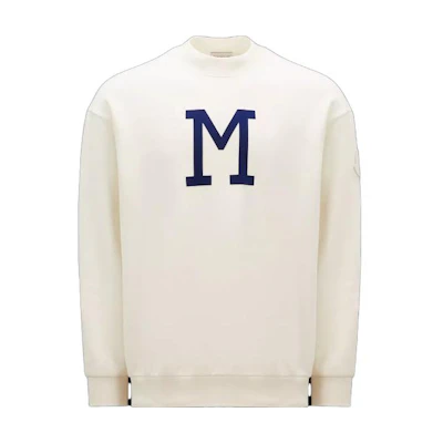Moncler Monogram Crewneck Sweatshirt White Long Sleeve Pullover. I20918G0007089A9Y034