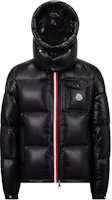 Moncler Montbeliard FW24 Black Short Puffer Jacket Unisex with Striped Hood. J20911A51X0068950999 Moncler Montbeliard FW24 Black Short Puffer Jacket Unisex with Striped Hood. J20911A51X0068950999