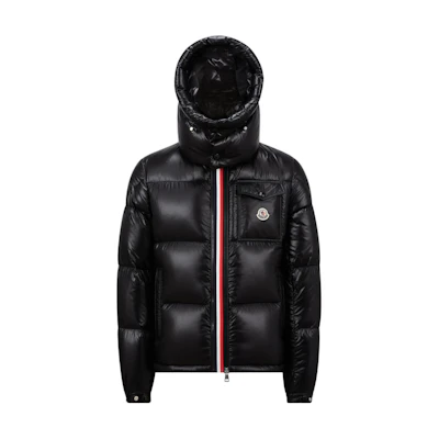 Moncler Montbeliard FW24 Black Short Puffer Jacket Unisex with Striped Hood. J20911A51X0068950999