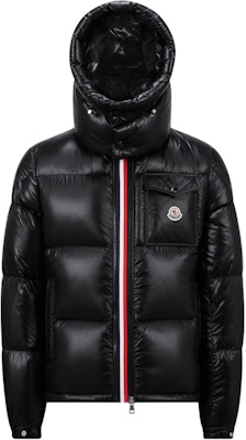 Moncler Montbeliard FW24 Black Short Puffer Jacket Unisex with Striped Hood. J20911A51X0068950999 Order Moncler Montbeliard FW24 Black Short Puffer Jacket Unisex with Striped Hood. J20911A51X0068950999