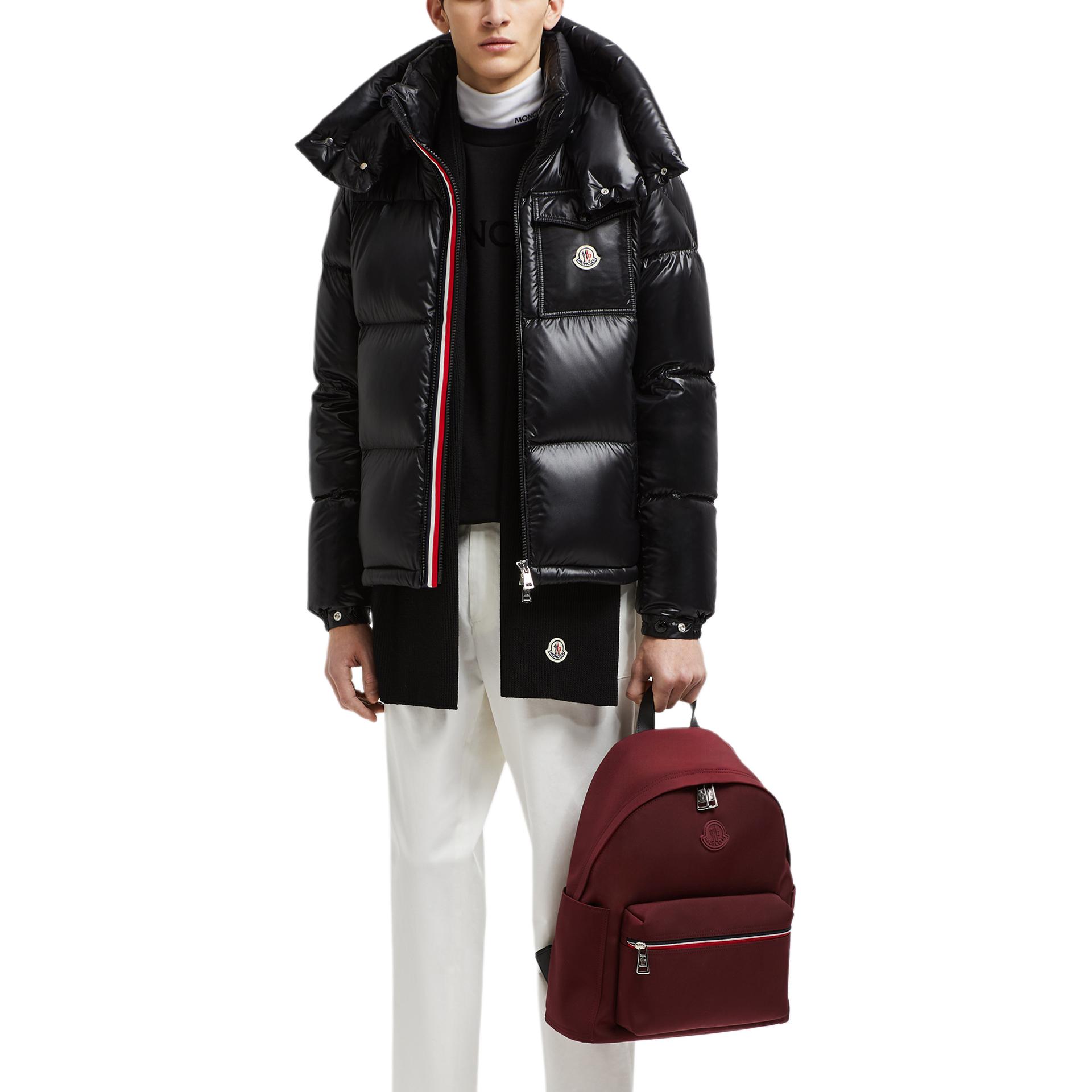 Purchase Jaket Pendek Unisex Moncler Montbeliard FW24 Hitam dengan Hoodie Bergaris. J20911A51X0068950999