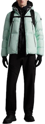Moncler Montcla FW22 Logo Mint Green Hooded Puffer Jacket H20911B56900C030080N Lookbook Moncler Montcla FW22 Logo Mint Green Hooded Puffer Jacket H20911B56900C030080N
