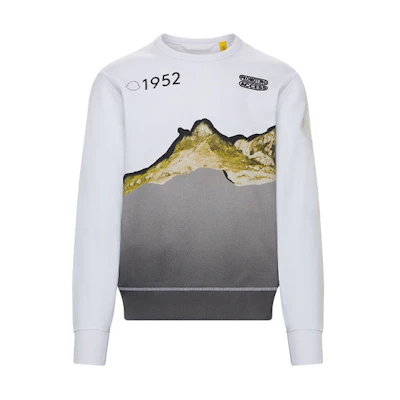 Moncler Mountain Letter Print Pullover Sweatshirt White 8G7298098U001