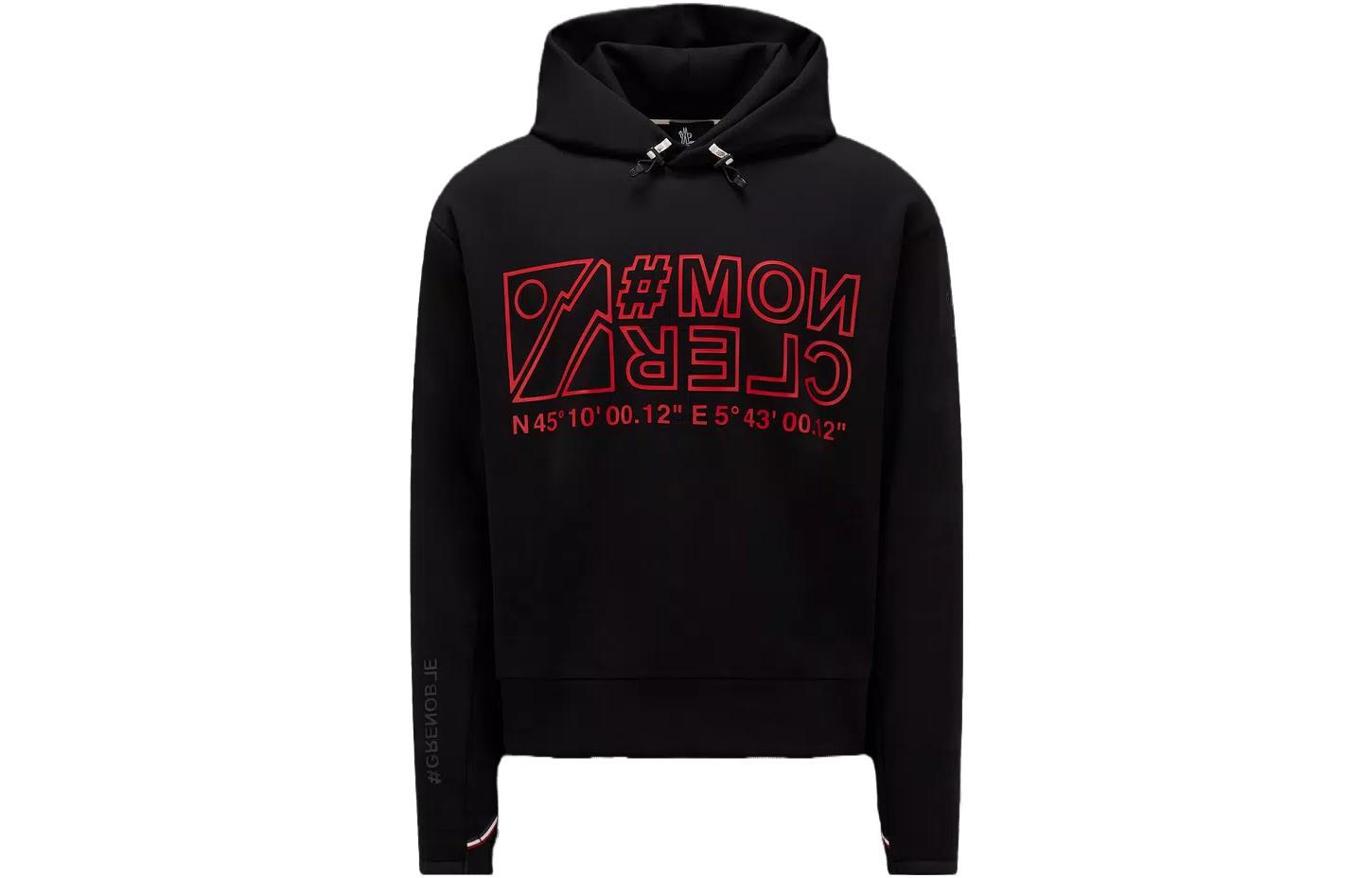 Moncler Mountain Logo Hoodie Black Pullover Sweatshirt with Letter Print I20978G00023899IG999