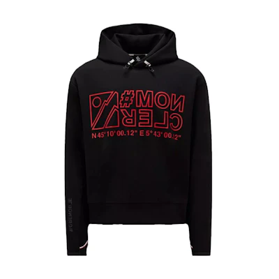 Moncler Mountain Logo Hoodie Black Pullover Sweatshirt with Letter Print I20978G00023899IG999
