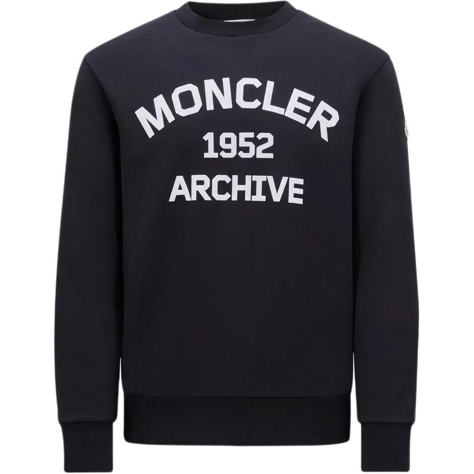 Moncler Navy Blue Crewneck Logo Print Long Sleeve Sweatshirt POIZON202406729