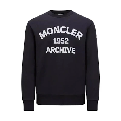 Moncler Navy Blue Crewneck Logo Print Long Sleeve Sweatshirt POIZON202406729