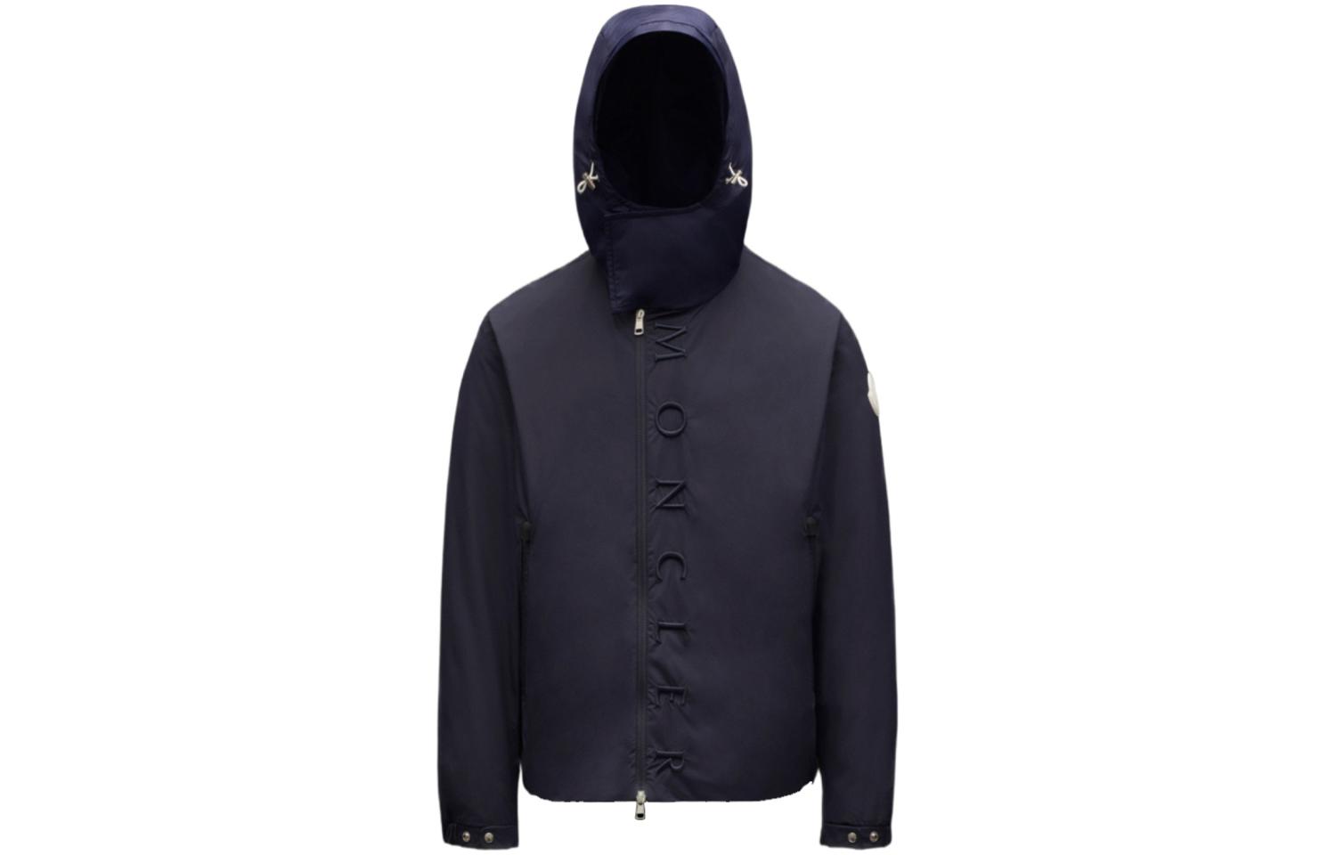 Moncler Navy Blue Embroidered Logo Hooded Zip-Up Jacket H10911A0004854A9174S