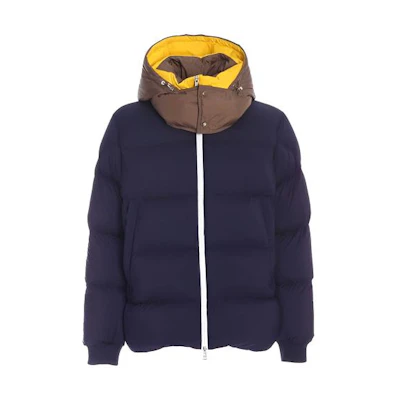Moncler Navy Blue Hooded Colorblock Down Jacket Windproof & Warm. 1A0009253333781