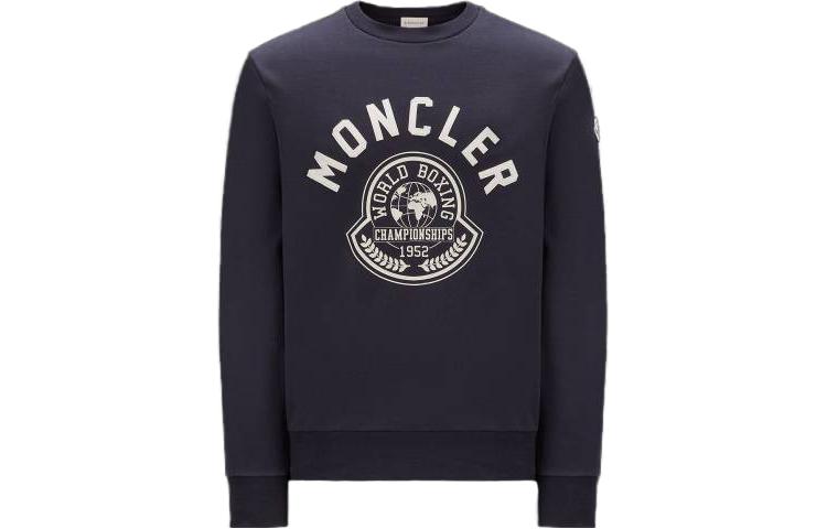 Moncler Navy Blue Letter Logo Printed Long Sleeve Sweatshirt I20918G0000989A2L778