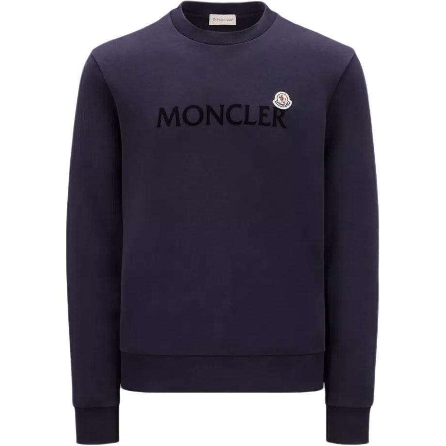 Moncler Navy Blue Logo Print Crewneck Sweatshirt J20918G00039809KR778