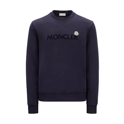 Moncler Navy Blue Logo Print Crewneck Sweatshirt J20918G00039809KR778