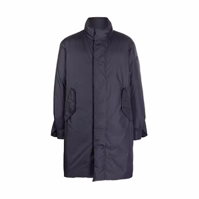 Moncler Navy Blue Long Zip-Up Jacket with Stand Collar and Loose Fit H20911C0002268352