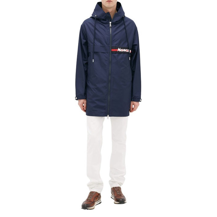 Purchase Moncler Navy Blue Mid-Length Hooded Casual Jacket 1C70300549ML741