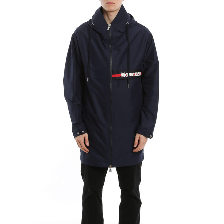 Details for Moncler Navy Blue Mid-Length Hooded Casual Jacket 1C70300549ML741