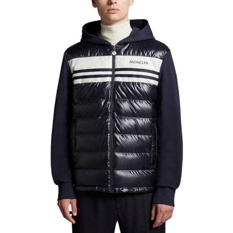 Lookbook Moncler Navy Blue Padded Cotton Zip-Up Hooded Down Jacket I20918G00059809KZ778